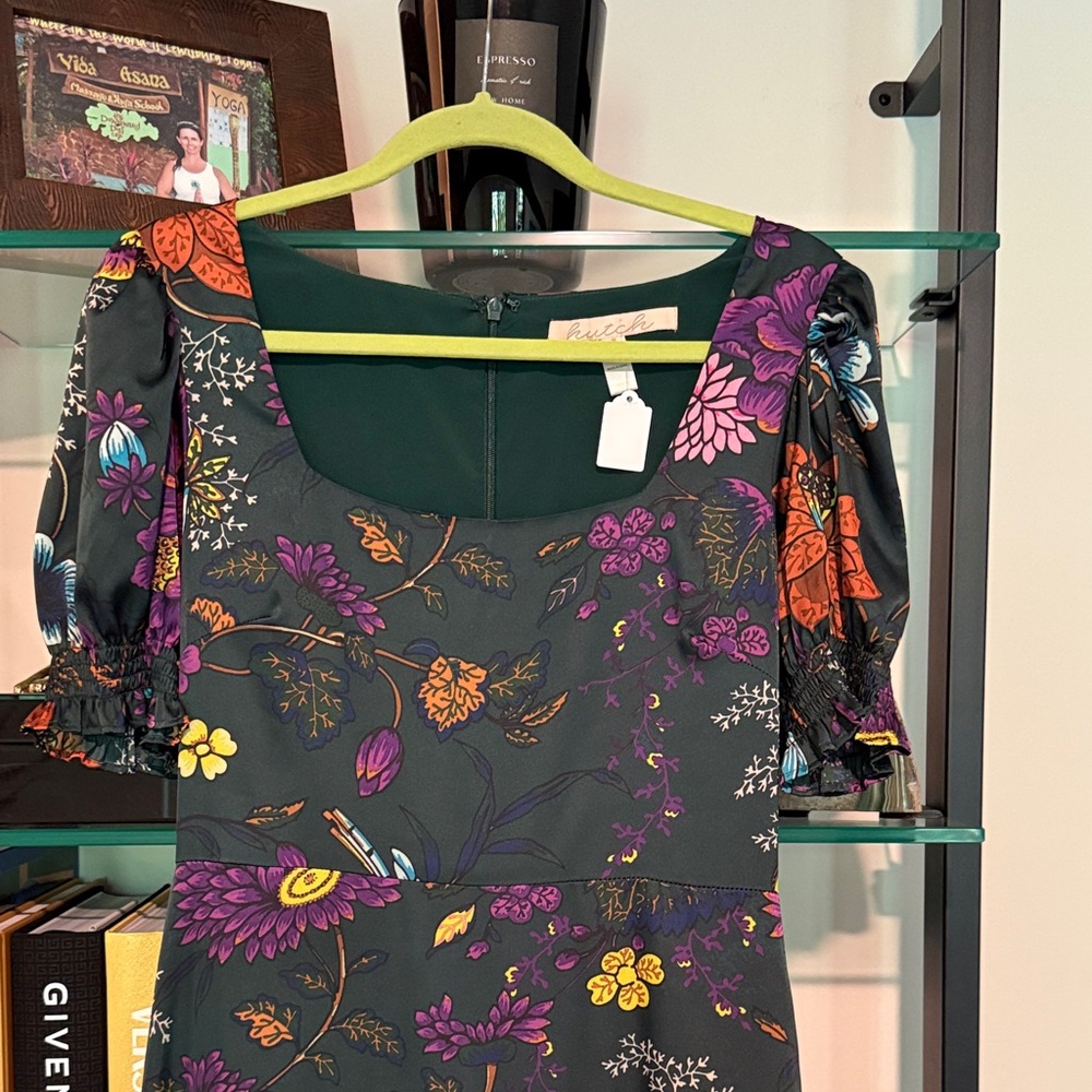Anthropologie Multicolor Floral Puff Sleeve Dress Hutch D001